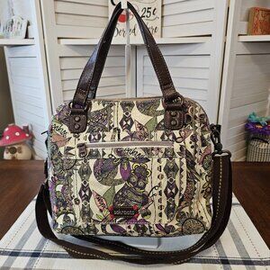Sakroots Spirit Desert Boho Owl Flower Design; Satchel; Vintage